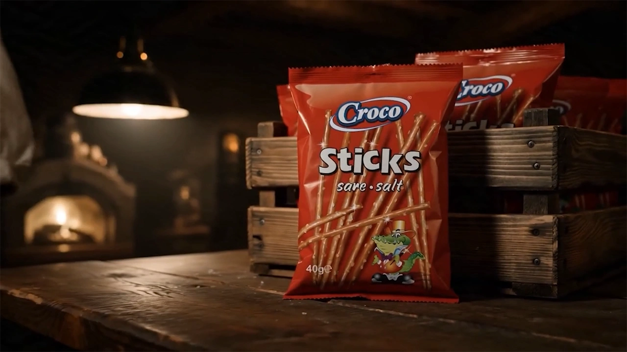 Reclamă Croco Sticks creată cu AI